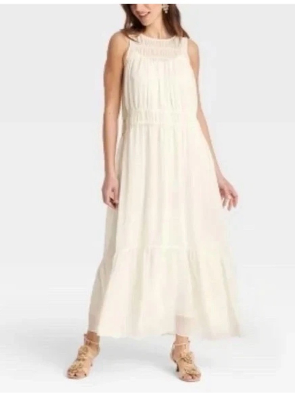 a new day Cream Lace Yoke Sleeveless Maxi Dress